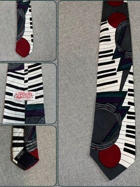 Vintage Piano Keyboard Abstract Music Silk Tie